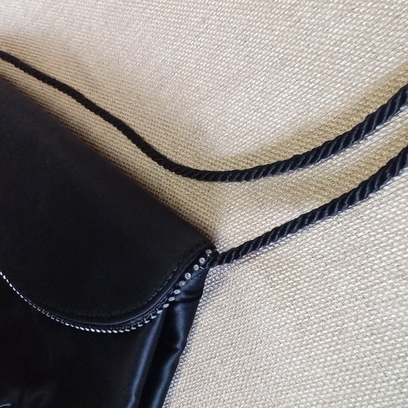 Black Satin and Rhinestone Evening Bag - Picture 5 of 10